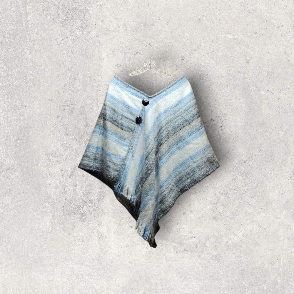 RusticChic Striped Poncho | Soft Brushed Wrap | Effortless Transitional Layering